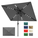 Garvee Solar Powered LED Patio Umbrella - 10' x 6.5' Outdoor Market Table Parasol with Lights - Crank and Tilt, 6 Sturdy Ribs, Sun Protection for Garden, Deck, Lawn, Pool - Gray - Gray
