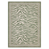 Garvee 9' × 12' Zebra Print Boho Tribal Area Rug, Machine Washable Non-Slip Low-Pile Soft Rug for Living Room, Bedroom & Dining Room, Green - Green