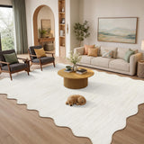 Garvee 9' × 12' Solid Border Area Rug, Machine Washable Non-Slip Low-Pile Soft Rug for Living Room, Bedroom & Dining Room, Off White - Off White