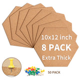 Garvee 8-Pack Self-Adhesive Cork Board Tiles, 12x12 in Hexagon Modular Bulletin Board Panels - Oak Veneer Finish - For Notes, Photos & Memos, Home Office/Study Area Wall Display, Brown, 12x12x0.5 in, Hexagon - Hexagonal
