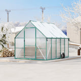 Garvee Walk-In Greenhouse, 8 x 10 FT Polycarbonate Panels with Aluminum Frame, Double Swing Doors, Roof Vent and Rain Gutter, Green