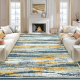 Garvee 8' × 10' Vintage Abstract Distressed Area Rug, Washable Non-Slip Low-Pile Soft Rug for Living Room, Bedroom & Dining Room, Green - Green