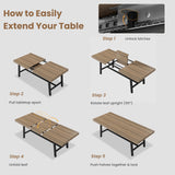 Garvee Extendable Industrial Dining Table 63"-83" for 6-8 People – Heavy Duty Metal Frame – Rectangular Kitchen Table – Perfect for Dining Room, Kitchen, Parties – Natural Wood Color