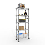 Garvee 5-Tier Heavy Duty Storage Shelves 1100 LBS Metal Wire Rack Shelving with Lockable Wheels, 61"H Rolling Storage Rack for Kitchen Garage Bedroom Organization