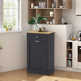 Garvee Pet-Proof Tilt-Out Trash Sideboard Cabinet – 10 Gallon Wooden Freestanding Garbage & Recycling Bin with Hideaway Drawer – For Kitchen or Living Room – Black