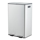 Garvee Dual 2 x 8 gal (2 x 30L) Stainless Steel Trash Can with Recycling Bin, Soft-Close Lid, Foldable Step-on Pedal, Removable Plastic Inner Buckets, Garbage Bin for Kitchen or Office - Silver - Silver - 2 X 8 Gal (2 X 30L)