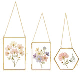 Garvee Gold Floating Glass Picture Frames Set of 3, Geometric Metal Double Glass (2 Rectangle 90x130mm & 150x100mm, 1 Hexagon 120x120mm) - Wall or Tabletop Display - For Photos & Pressed Flowers, Color: 3pcs gold rectangle 90*130mm, gold rectangle