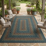Garvee Easy Jute Outdoor Rug 5x7 Washable Rug Non Slip Braided-Print Neutral Rugs for Living Room Indoor Outdoor Farmhouse Rugs Ultra-Thin Non-Shedding Foldable Carpet for Bedroom Kitchen Porch - Navy/Rust