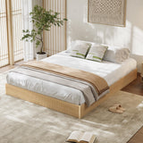 Garvee Minimalist Fluted Wave Platform Bed Frame – Sturdy Wooden Low Profile, Noise-Free, Easy Assembly, No Box Spring Needed – Queen Size, Natural Wood Color - Oak