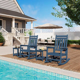 Garvee Outdoor Side Tables for Patio and Poolside, 2-Pack 2-Tier HDPE End Tables with UV-Resistant Embossed Wood Grain, Navy Blue