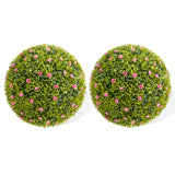 Garvee 16.5" Artificial Plant Topiary Ball Set of 2 with Pink Flowers for Indoor Outdoor Porch Balcony Home Decor