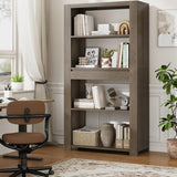 Garvee 72" Tall Vintage Bookcase with Drawer, 4-Tier Open Storage Shelf, Anti-Tip, Waterproof & Scratch Resistant, Heavy Duty Bookshelves for Living Room, Office, Bedroom, Gray - Gray
