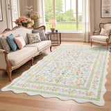 Garvee 8' × 10' Modern Floral Area Rug, Washable Non-Slip Low-Pile Soft Rug for Living Room, Bedroom, Nursery & Entryway, Beige - Rice Coffee
