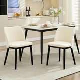 Garvee Upholstered Fabric Dining Room Side Chairs, Chair for Dining Room with Padded Seat and Wood Legs(Set of 2)