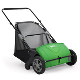 Garvee 21" Push Lawn Sweeper, Leaf & Grass Collector with 3.5 Cu. Ft. Hopper, Heavy-Duty Steel Frame, Tool-Free Height Adjustment, Foldable Yard Sweeper - Green