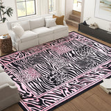 Garvee 5' × 7' Leopard Print Patchwork Area Rug, Washable Non-Slip Low-Pile Soft Rug for Living Room, Bedroom, Nursery & Office, Pink - Pink