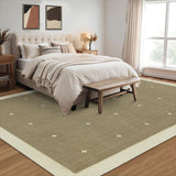 Garvee Modern Minimalist Area Rug 9' × 12' – Machine Washable, Non-Slip, Low Pile, Soft Indoor Carpet – Bordered Abstract, Spot Resistant, Collapsible for Living Room, Bedroom, Dining Room – Khaki Gray - Khaki Gray