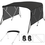 GARVEE 4 Bow Bimini Top for Boat, 8 ft x 54 in x 73-78 in, Marine-Grade 600D Waterproof PU-Coated Canvas with Translucent Side Curtains, 1 in Aluminum Frame & Rear Support Poles