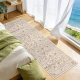 Garvee 2' × 6' Floral Vine Runner Rug, Soft Washable Low-Pile Polyester Carpet with Non-Slip Backing for Hallway, Kitchen and Entryway, Beige/Yellow - Beige Yellow