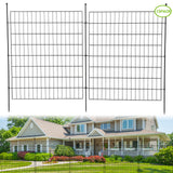 Garvee Metal Garden Fence Panels for Pets and Flower Beds, 15-Pack Flat-Top Barriers, 29 × 32 Inches with 16 Ground Stakes and Mallet, Black