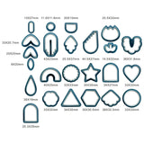 Garvee 24-Piece Polymer Clay Cutter Set - Botanical & Geometric Shapes for Jewelry & Pottery Craft - Durable Acrylic Tools - Includes Earring Molds & Accessories, Navy Blue