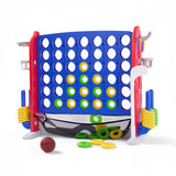 Garvee 4-in-1 Giant Connect Game Set – Adjustable Height, Basketball Hoop, Ring Toss and Net – Jumbo Outdoor Yard Game, Quick Release, Perfect for Backyard, Events and Family - Blue
