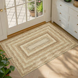 Garvee Washable Braided Area Rug - Modern Low Pile Non-Slip Carpet - Mark Resistant Accent Mat for Indoor Entryway, Bathroom, Bedroom, Kitchen - Imitation Natural, 2x3ft - Natural