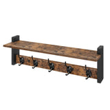 Garvee 17.7 Inch Wall Mounted Coat Rack with Hooks, Entryway Wall Shelf with Storage, Iron & Wood Hanger for Bathroom Hallway (Black)