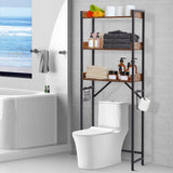 Garvee Space-Saving 3-Tier Over Toilet Bathroom Rack – Freestanding Storage Shelf with Toilet Paper Holder – Rustic Metal & Wood – Easy Assembly, 25"L x 10"W x 63.7"H – Antique Wood-2