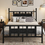 Garvee Queen Size Bed Frame with Headboard and Footboard, Metal Queen Bed Frame w/ Vintage Circular Design & Storage Space Under Bed, No Box Spring Required, Easy Assembly, Noise-Free (Black, Queen) - Black