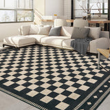 Garvee 8' × 10' Checkerboard Geometric Area Rug, Washable Polyester Carpet with Non-Slip Backing for Living Room and Bedroom, Charcoal Black - Black