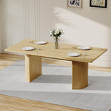 Garvee 70.8 Inch Dining Table for 4-6 People,Modern Oval Kitchen Table with Semi-Cylindrical Legs Base,Wood Farmhouse Round Dinner Tables for Dining Room Kitchen Living Room - Natural