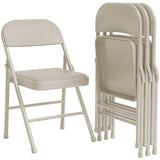 Garvee Set of 8 Collapsible Dining Chairs – Sturdy Metal Frame, Reinforced Padded Faux Leather Seat, Stackable, Space-Saving – Ideal for Home, Office & Events – Beige