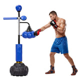 Garvee 3-Station Heavy Punching Bag Stand, 64"-83" Height Adjustable 3-in-1 Boxing Station with 20" Diameter Base, Speed Bag Platform & Steel Frame for Home Gym & MMA (Blue) - Blue