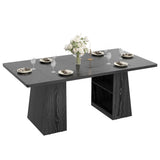 Garvee Spacious & Modern Dining Table - 71" Rectangular Wood Table with 2-Tier Storage Shelf, Seats 4–8, Space-Saving Design for Home, Office, or Family - Black