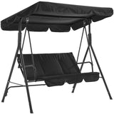 Garvee 3-Person Porch Swing Chair, Outdoor Patio Swing with Heavy-Duty 600 lbs Max Load Steel Frame, Triangular Bracing & Non-Slip Pads, Standing Canopy Swing with Adjustable Sunshade & Breathable Textilene Seat for Backyard, Garden, Deck