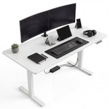 Garvee Electric Height Adjustable Sit-Stand Desk 55×27 Inch, Quiet Motor & Memory Presets, All-Steel Frame, Scratch-Resistant Eco Desktop, 3-Fold Design, White, Home Office Gaming - White