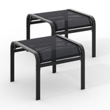 Garvee Outdoor Patio Footstools Set of 2, Aluminum Ottoman Footrests with Breathable Textilene Fabric, Weather-Resistant Outdoor Footrests for Patio, Deck, Garden & Poolside,Black - Black
