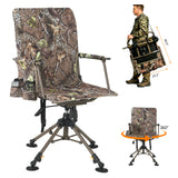 Garvee 360° Swivel Camping Chair, 330 LB Capacity Folding Stool with Carry Strap and No-Assembly Design, Leaf Camouflage