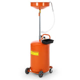 Garvee 20 Gallon Waste Oil Drain Tank with Adjustable Funnel, Air-Operated, Heavy-Duty Steel, Rust-Resistant, Portable with Casters, for Auto Repair Shops - Orange