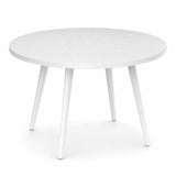 Garvee 47.2 Inch Round Dining Table for Kitchen & Dining Room - Space-Saving Composite Wood Top with Double-Sided Melamine - High-Stability 4 Slanted Tapered Legs - Color: Cool White Embossed (8211-YC) - White