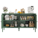 Garvee Contemporary Wooden Buffet Cabinet - 59" Sideboard with 4 Doors & Adjustable Shelves - Console Table Credenza for Living Room, Dining Room, Entryway, Coffee Bar - Green - Green