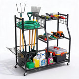 Garvee Heavy Duty Garage Storage Rack for Garden Tools – Organizer Stand for Home Workshop and Garage Organization – Space-Saving Shelving Solution – Color: Matte Black