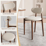 Garvee Modern Farmhouse Dining Chairs Set – Wooden Frame, Fabric Upholstered, Sturdy Walnut Legs, Comfortable Side Chairs for Kitchen & Dining Room – 2-Pack, Creamy White + Walnut Legs