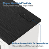Garvee Buffet Cabinet with Glass Doors, Ample Storage, and Built-in Power Outlet – Black Relief Top Plate & White Panel – Modern Large Sideboard for Kitchen, Coffee Bar, Pantry, or Living Room – Large Size, Black Relief Top Plate + White Panel - Black