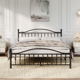 Garvee Sturdy Metal Bed Frame – Victorian Headboard & Footboard – Heavy-Duty Iron Platform – Under Bed Storage – Mattress Foundation – Noise-Free – Easy Assembly – Queen Size, Black - Black