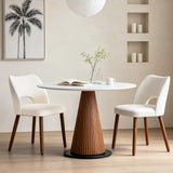 Garvee Modern Dining Chairs Set of 2 with Hollow Back, Ergonomic Curved Backrest, Solid Wood Legs, Linen-Blend Upholstery, Easy Assembly, Kitchen & Dining Room