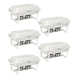 Garvee Chafing Dish Buffet Set, Rectangle Catering Warmer Server, Set of 5 - White