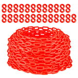 Garvee 120FT Plastic Barrier Chain Red, 6MM Thick Safety Chain with 1.5-Inch Links, UV Resistant Plastic Chain with 25 Hooks for Crowd Control, Parking Lots, Driveways, Construction & Queue Lines - Red