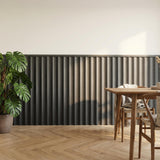 Garvee Vertical Slat Accent Wall Panel Kit, Decorative Fluted Wood Look Wainscoting Wall Panels for Living Room Dining Room Interior Wall Decoration - Black